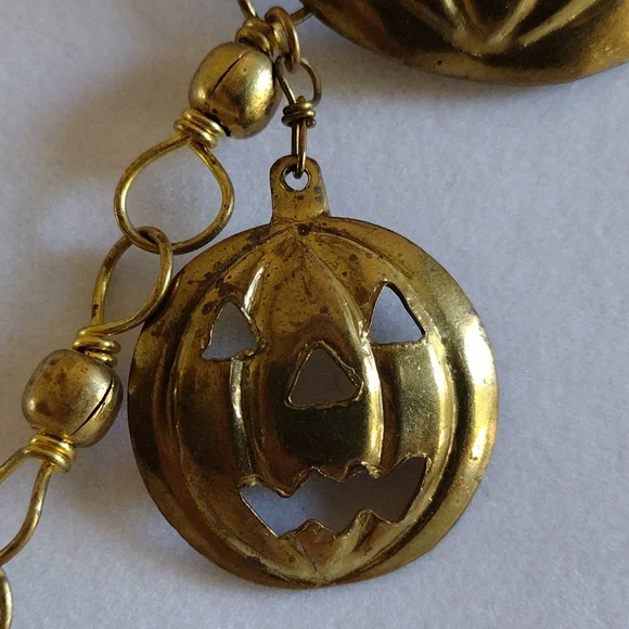 Brass Jack-o-Lantern Necklace - Picture 4 of 8